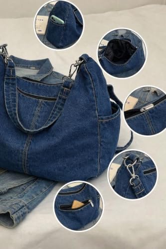 HaveGlam Women's Denim Shoulder Tote Bag Blue - Image 2