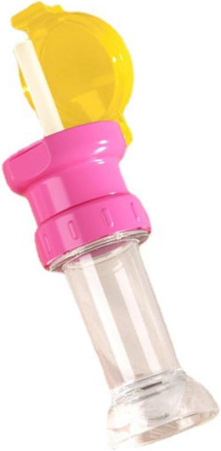 Water Bottle Changeover Cap Dustproof Cap Spill Proof Twist Cover Cap with Straw Portable Juice Soda for Children Girls Prevent Lipstick Drinking Tool (Pink)