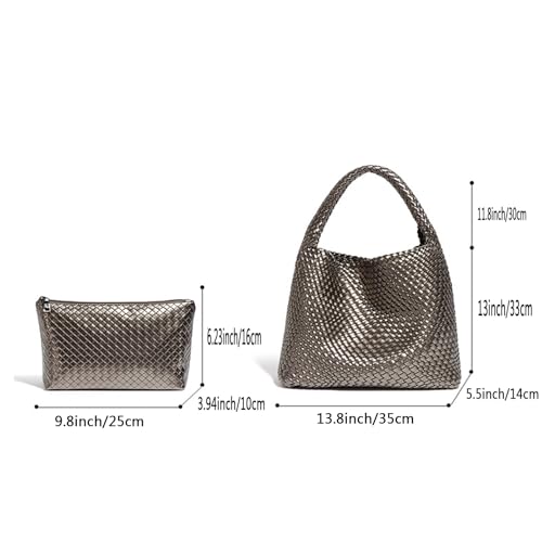 Image of Tweed Clutch Purse Women Fashion Evening Bag Handbag Boho Tweed Envelope Wallet Fold Over Chain Crossbody Shoulder Bag