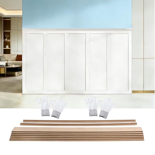 2 Set 94.5 in x 54 in MDF Board and Batten Paintable Wainscoting Kit Molding Trim Slat with Edge StripPremade Accent Wall Panel for DIY Kitchen Bedroom Living Room Home Decor Covers (189 x 54 Inch)