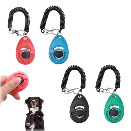 WQNNQW 4 PCS Clicker Chien Dressage,Multicolore Clickers de Dressage pour Animaux de Compagnie avec Dragonne,Professionnel Clicker Chien Commandement Training pour Chien Chat Cheval