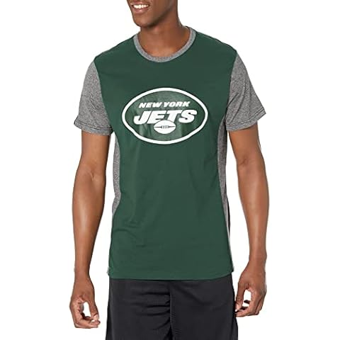 Icer Brands NFL Men's New York Jets T-Shirt Raglan Block Short Sleeve Tee Shirt, Small, Green Cover