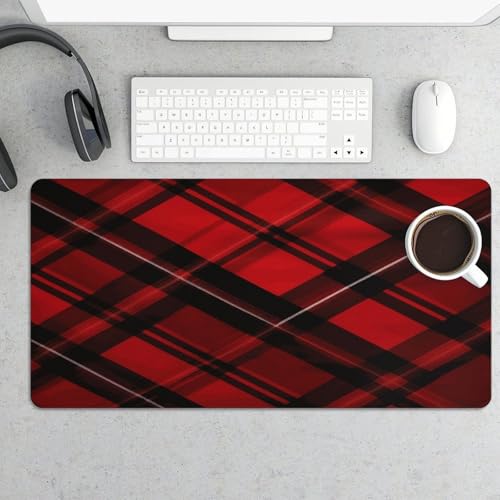 Red and Black Plaid Desk Pad Large Office Desk Mat Rubber miniatura 5