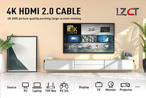 Lzct 4K Hdmi 2.0 Cable 125Ft Unidirectional High-Speed Hdmi Cord V2.0 With Built-In Signal Booster Support 3D Uhd 2160P Hdr 1080P With Ethernet And Arc(Length From 3' To 125') Dual Color Mould #TOP6