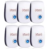 6 Piezas Repelente Ultrasónico de Plagas, Electrónico Repelente Mosquitos Insectos Control de Plagas,Repelente Ultrasónico Ratas para Moscas, Mosquitos, Ratones,Cucarachas, Arañas, Hormigas,Insectos