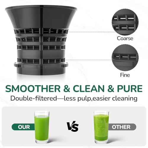 Canoly C03 Cold Press Juicer, 4.5" Wide Feed Chute Juicer Machine with 200W AC Motor, Fit Whole Vegetables & Fruits, 2-in-1 Strainer (Juice & Nut Milk Maker), Space-saving, Easy to Clean, Matte Grey by Canoly - Image 3