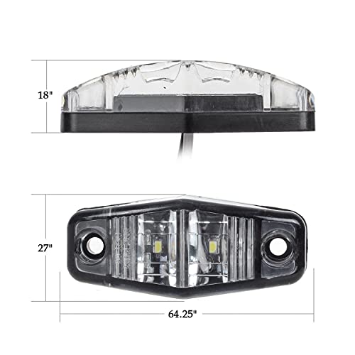 Partsam 4Pcs 2.5 Inch White Led Side Marker Lights, Truck Running Board Ligths, 2 Diode Sealed 2.5" Mini Clearance Lights For Utility Cargo Trailer Rv Camper Motorhome, Clear Lens, 12V #TOP5