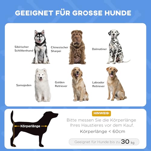 PawHut Erhöhtes Hundebett mit Baldachin, Haustierbett, Hundeliege Outdoor mit Dach, Atmungsaktiv, Taftstoff für Camping Dunkelblau 92 x 76 x 90 cm