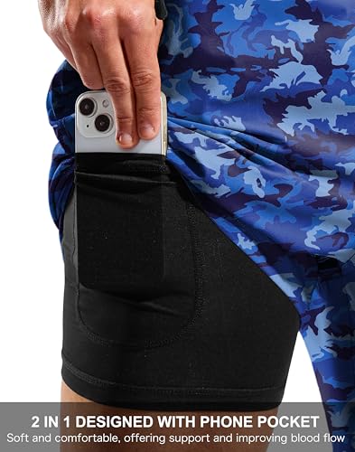 Image of G Gradual Mens Swim Trunks with Compression Liner 7 inch /9'' Quick Dry Board Shorts Swimsuit Bathing Suit for Men Zipper Pockets