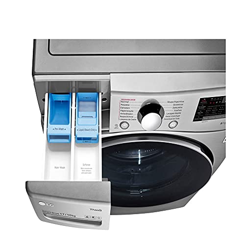 Lava e Seca Smart LG 17kg Aço Escovado com Conectividade Wi-Fi ThinQ - WD17SV2S6B - Motor Inverter
