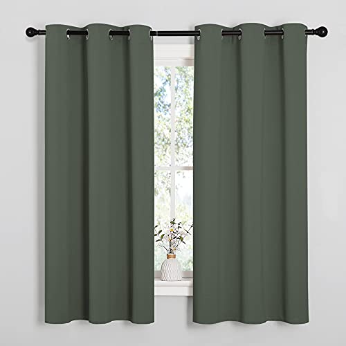 NICETOWN Blackout Curtain Panels, Home Decoration Thermal Insulated Solid Grommet Blackout Drape for Dining Room (Dark Mallard, 1 Pair, 42 by 63-Inch)
