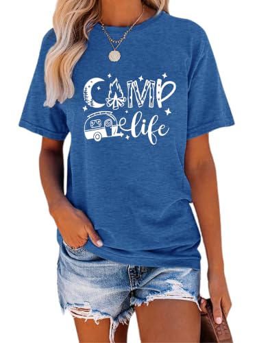 Binshre Women's Nature Camping Mountain Hiking Vintage Graphic t Shirt
