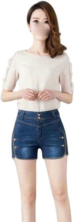 JYHBHMZG Denim Shorts Women's Summer Thin Korean Style High-Waist Slimming