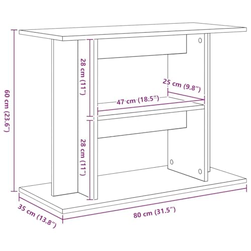 vidaXL Aquariumständer Betongrau 80 x 35 x 60 cm Holzwerkstoff