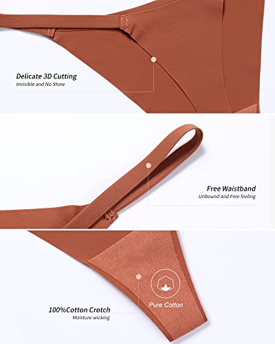 Image of DEANGELMON Seamless G-string Thongs for Women - No Show Thong Underwear Low Rise Stretch Panties Workout Pack