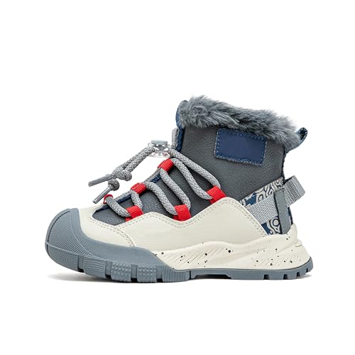 Kids Winter High-Top Sneakers, Pink Plush-Lined, Non-Slip Rubber Sole, Easy Hook and Loop3