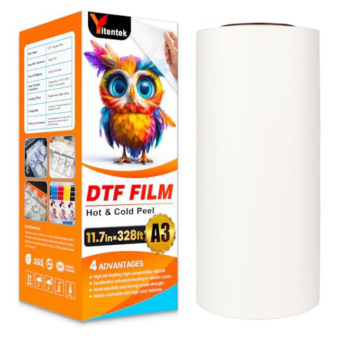 Yitentek DTF Film | A3 DTF Transfer Film Roll | 11.7" x 328' Double Sided Matte PreTreat PET Heat Transfer Paper, Cold & Hot Peel DTF Paper for DTF Inkjet Printer, Direct Print on T-Shirts Textile by Yitentek - Used condition - US$34.52