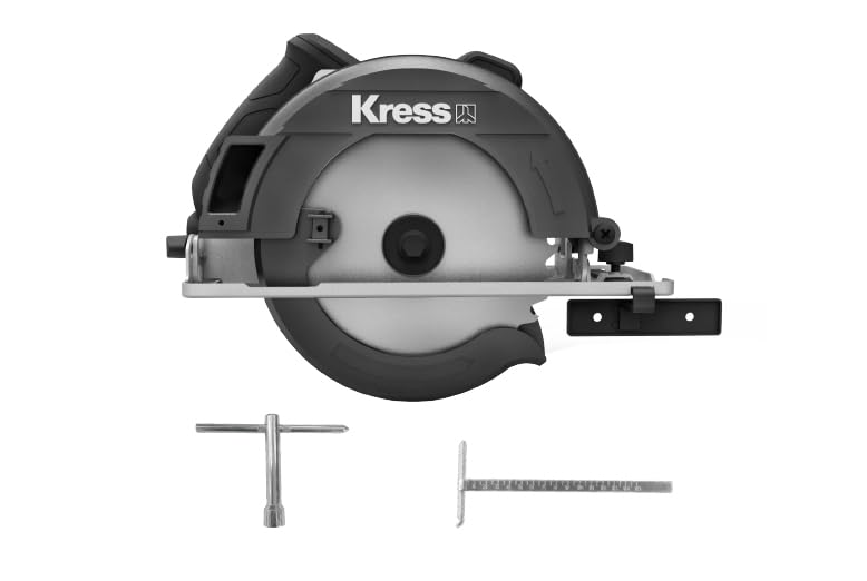 Image of Kress KU420 1400W 185mm Circular Saw | Heavy-Duty Electric Saw with 5200 RPM Speed, 64mm Cutting Depth, Bevel Cuts & Magnesium Shoe | Tool-Free Blade Change with Parallel Guide & Spanner