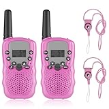 特定小電力 トランシーバー 2台セット 軽量 小型 多機能 子供トランシーバー おもちゃ 長距離 省電力 無線機 免許不要 簡単操作 LCD ディスプレイ ネックストラップ・ベルトクリップ付属 紛失防止 携帯便利 エコ素材 災害・公園遊び・キャンプ等に対応 総務省技術基準適合商品 日本語取扱説明書 (ピンク 2台セット)
