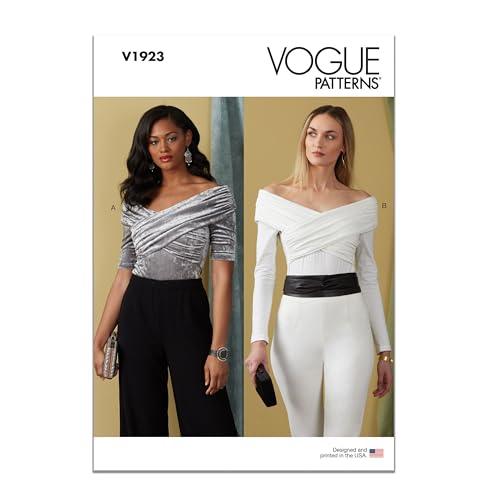 Vogue Misses' Off-The-Shoulder Bodysuit Sewing Pattern Kit, Design Code V1923, Sizes 8-10-12-14-16