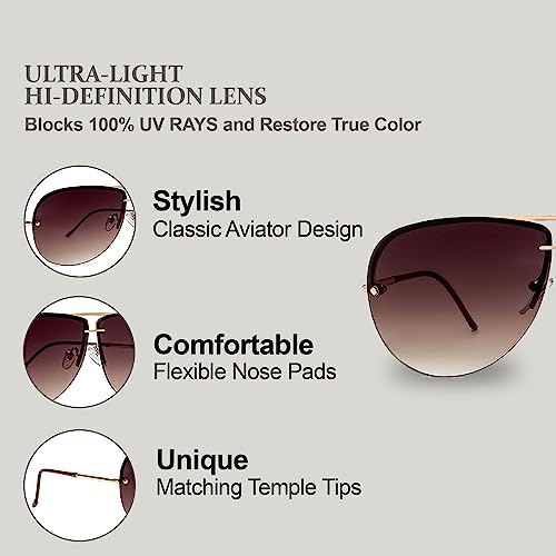 NYS Collection Aviator Sunglasses for Women & Men Medium Fit Thin Metal Frame Gradient Mirror Lenses with 100% UV Protection4