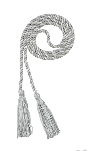 Image of Graduation Honor Cord - Gray /White - Every School Color Available - Made in USA