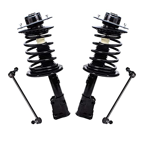 Image of Detroit Axle - 12pc Front Suspension Kit for 01-04 Chrysler Town & Country Dodge Grand Caravan, 01-03 Voyager, Struts and Coil Spring Lower Ball Joints Sway Bars Tie Rods Boots Replacement