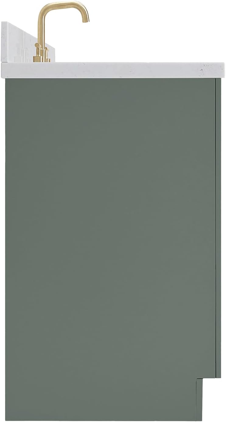 ARIEL Hepburn 72-inch Bathroom Vanity with Sink,Solid Wood, 1.5-inch Italian Carrara Marble Countertop, Double Rectangular Porcelain Sink, 4 Soft Closing Doors, 6 Dovetail Drawers, Vintage Green