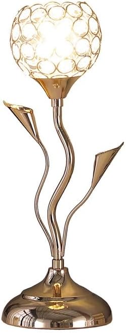 14 Inches Rose Gold Floral Bell Metal Table Lamp for Living Room, Bedroom, Office – Elegant Decorative Lighting with Linen Shade