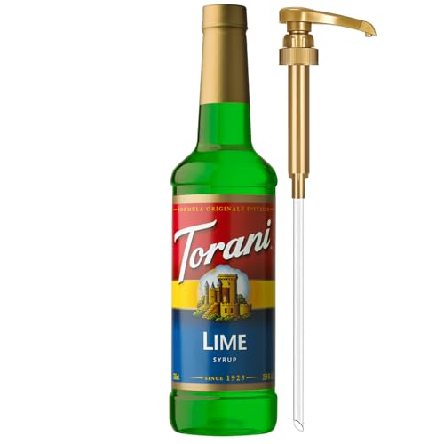 Image of Torani Lime Syrup for Drinks, Flavoring for Iced Tea, Limeade, and Sodas, Pump Included, 25.4 Oz