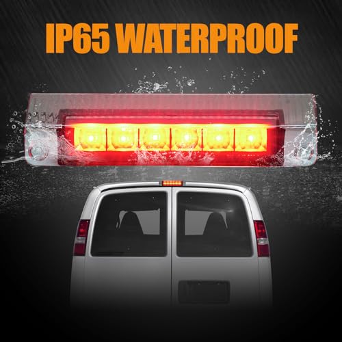 Image of Third 3rd Brake Light LED for 2003-2017 Chevy Express, High Mount Rear Brake Lights Assembly for 03-17 GMC Savana, Waterproof Center Cab Lamp Stop Light