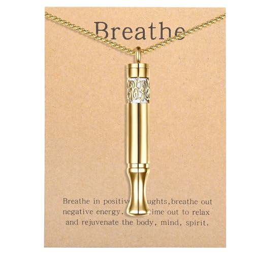 Quit Smoking Aid Necklace Stainless Steel Aromatherapy Diffuser (Gold) - image 1