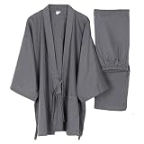 FANCYPUMPKIN Completo da uomo in kimono giapponese Yukata, in puro cotone e garza, taglia XL-Q7