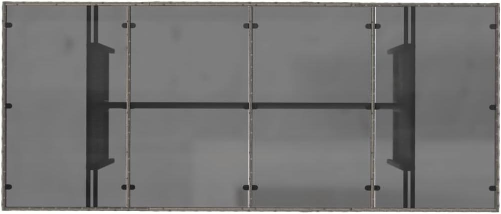 Large Gray Poly Rattan Garden Coffee Table with Tempered Glass Top Durable Outdoor Patio Table for 6 People Ideal Outdoor Furniture for Garden Balcony and Terrace