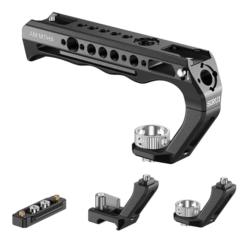 SIRUI Top Handle with Locating Mount for ARRI and NATO Mount All-Aluminium Camera Cage Handle Grip with Cold Shoe with Safety Pin Multiple Threaded Holes AM-MTHA Pack of 1
