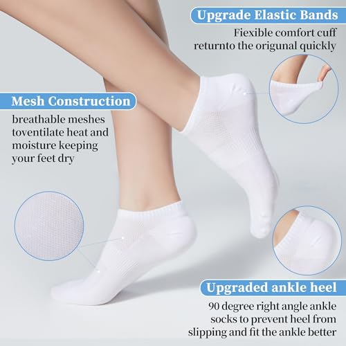 Image of Corlap Women's Ankle Cotton Socks - No Show Low Cut Athletic Running Soft Thin White Socks 6 Pairs