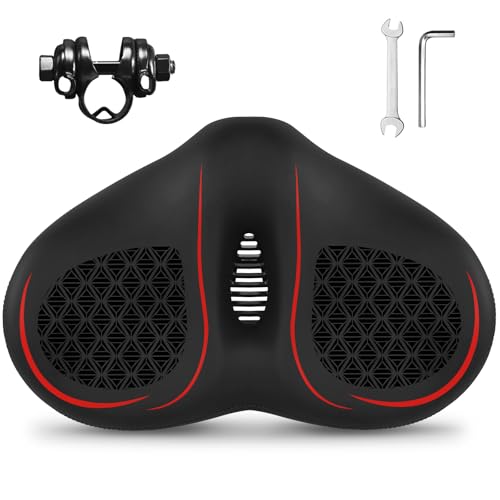 Image of BUCKLOS New Noseless Bike Seat for Comfort Men&Women Extra Wide Bicycle Seat Cushion Oversized Comfortabele Foam Padded Bike Saddle for Peloton Exercise Bike Ebike Cruiser Bikes