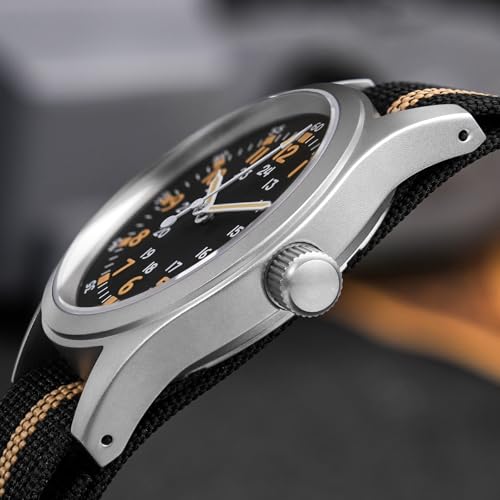 Image of Militado ML05 38mm VH31 Quartz Watch - Domed Sapphire Crystal Field Watch C3 Super Luminous Retro Sweep Wrist Watch for Men 100M Waterproof
