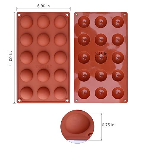 image for homEdge Small 15-Cavity Semi Sphere Silicone Mold, 3 Packs Baking Mold