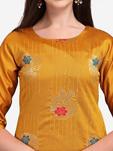 Image of VredeVogel Cotton Silk Blend Straight Embroidery Kurta Pant and Dupatta Set for Women