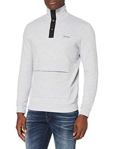 Jack & Jones JCOHUSH Sweat High Neck Sudadera, Mezcla de Gris/Detalle: New Light Grey Melange/Cuello Alto, M para Hombre