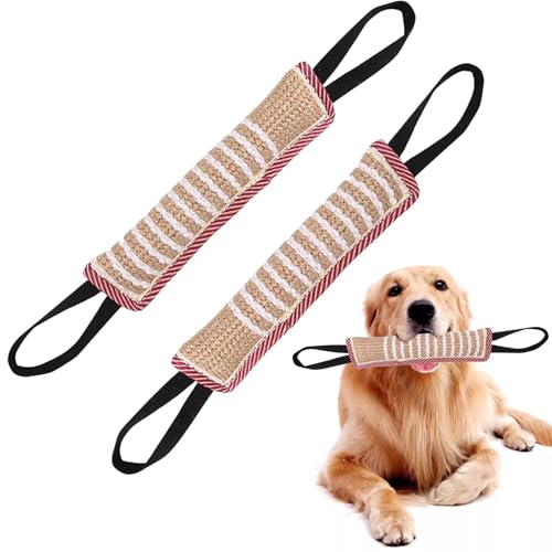 Zkaoai 2 Stück Beisswurst für Hunde, 30 cm Jute Beisswurst mit 2 Griff, Tauziehen Zerrspiele für Hund, Interaktives Hundespielzeug Zerrspielzeug zum Hunde Training