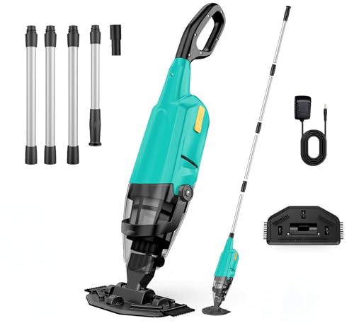 Handheld Pool Vacuum, Cordless Spa Cleaner Ideal for Hot Tubs and Above Ground Pools for Debris and Small Leaves (Sea Green)