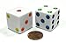 Set of 6 D6 25mm Large Opaque Jumbo Dice - White with Multicolor Pip by Koplow Games