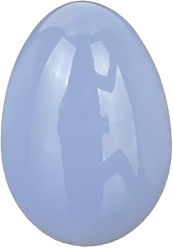 Piedra de bolsillo de calcedonia azul natural, con forma de huevo, cristales curativos genuinos, piedra energética de palma, grande