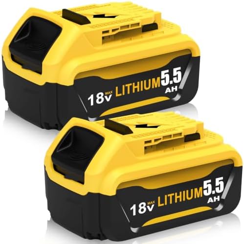 2X 5500mAh Ersatzakku für Dewalt Akku 18V 5.5Ah Kompatibel mit DCB206 DCB204 DCB203 DCB201 DCB200 DCD/DCF/DCG Serie Akku-Elektrowerkzeuge mit LED-Anzeige
