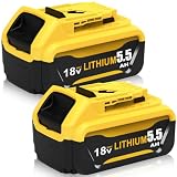 2X 5500mAh Ricambio per Dewalt Batteria 18V DCB184 DCB180 DCB181 DCB182 DCB200 DCB201 DCB204 DCB107 DCB102 con indicatore LED