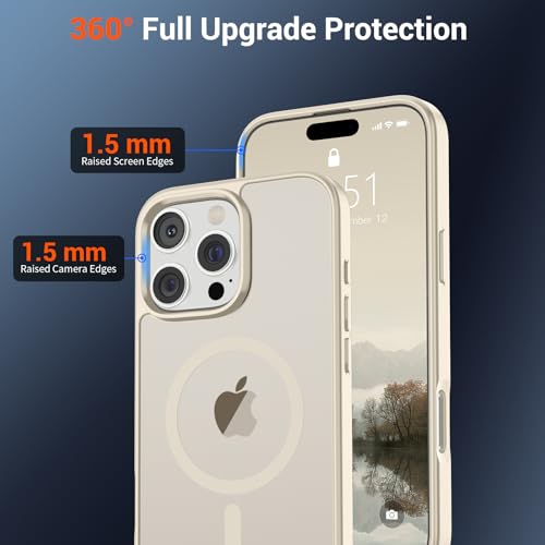 Image of SUPFINE Magnetic for iPhone 16 Pro Case (Compatible with MagSafe) (Military Grade Drop Protection) Translucent Matte Shockproof with Anti-Fingerprint Phone Case,Antique White