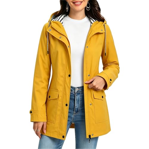 Chaqueta impermeable mujer estilo gabardina con capucha ligera 5