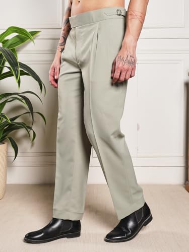 Image of Gurkha Pants for Men | Trouser for Men | Formal Pant | Double Button | Loose Fit Trouser High Waist Pleated Casual Trousers | Vintage Straight Leg Pants for Office Smart Casual Travel Party